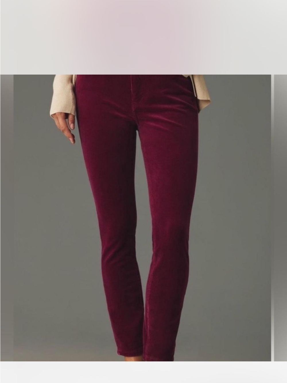 Vineyard Vines Slim Velvet Ankle Wine Berry Pants sz 0